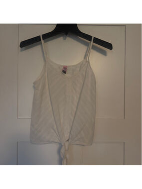 Love On A Hanger White Cotton Tie-Front Tank Top Women's S - Adj. Straps (b4)